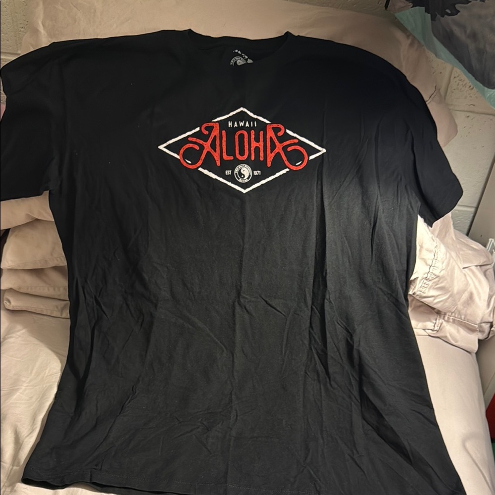 Black and Red Short Sleeve Tee with Aloha Logo